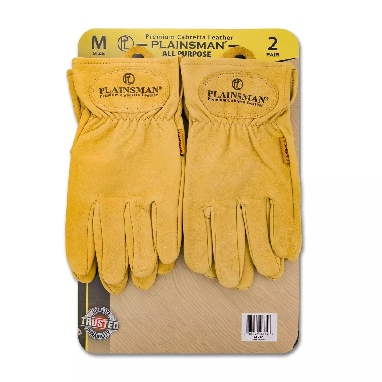 Plainsman Premium Cabretta Yellow Leather Gloves 2 Pairs (Medium) - Bellso